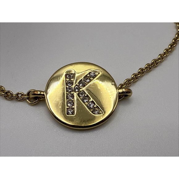 Kate Spade New York Letter Initial "K" Cubic Zirconia Adjustable  Goldtone - Picture 2 of 11